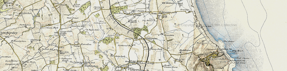 Old map of Widdrington Station in 1901-1903