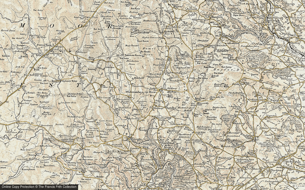 Old Map of Widecombe in the Moor, 1899-1900 in 1899-1900