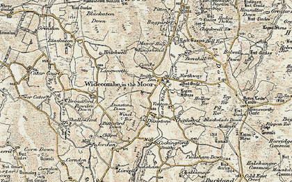 Old map of Widecombe in the Moor in 1899-1900