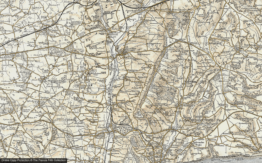 Old Map of Wiggaton, 1899 in 1899