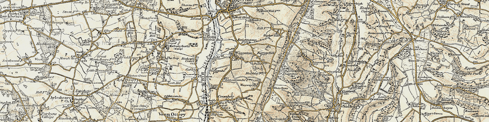 Old map of Wiggaton in 1899