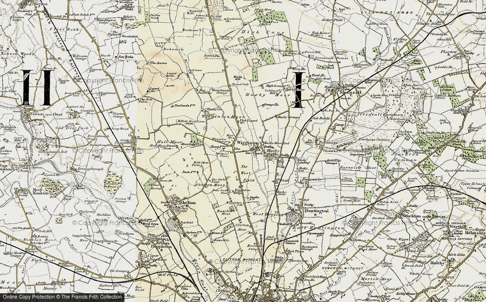 Old Map of Historic Map covering Wigginton Moor in 1903-1904