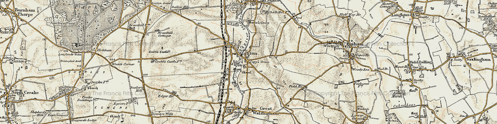 Old map of Wighton in 1901-1902