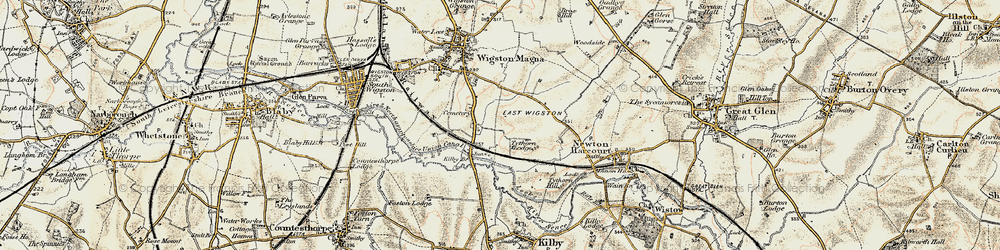 Old map of Wigston Harcourt in 1901-1903