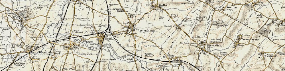 Old map of Wigston Magna in 1901-1903