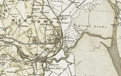 Old map of Borrowmoss Burn in 1905