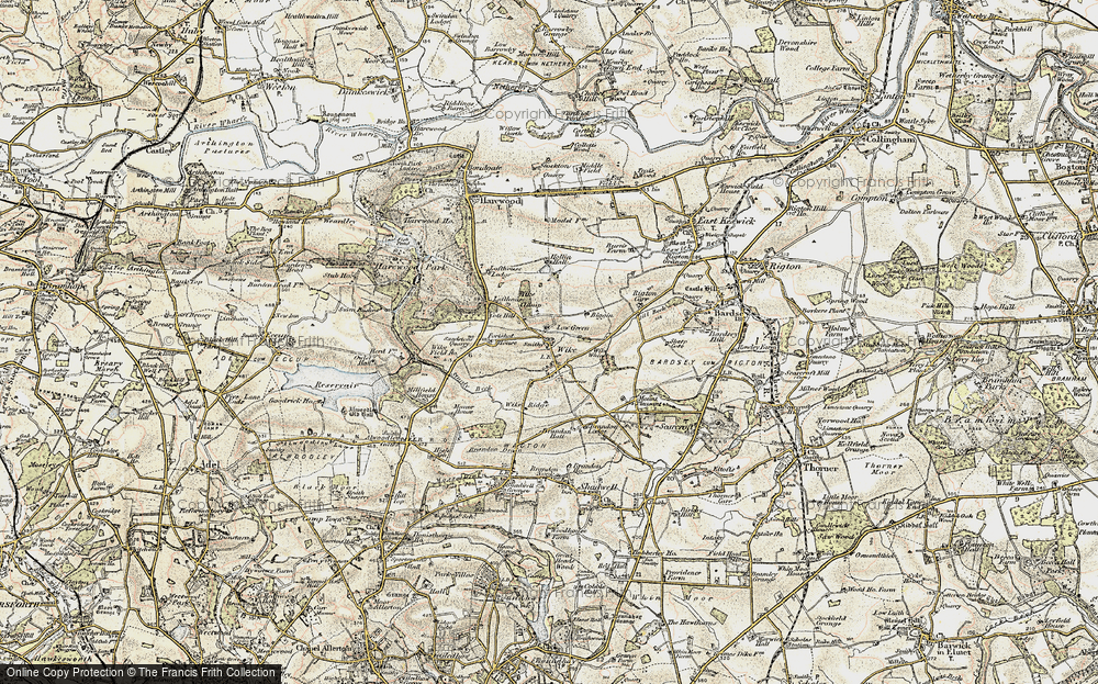 Old Map of Historic Map covering Wike Ridge in 1903-1904