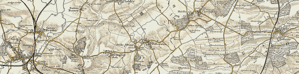 Old map of Wilbarston in 1901-1902