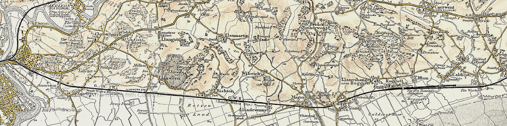 Old map of Wilcrick in 1899-1900