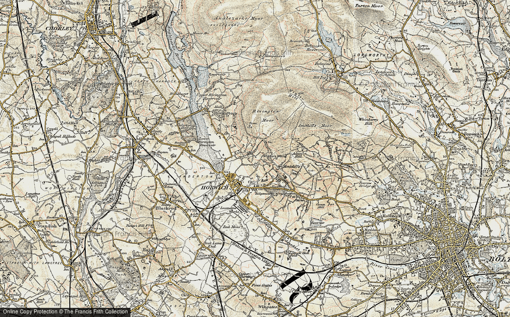 Old Map of Historic Map covering Rivington Moor in 1903