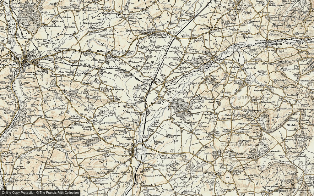 Old Map of Willand, 1898-1900 in 1898-1900