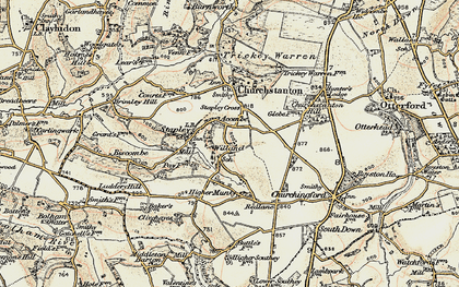 Old map of Willand in 1898-1900