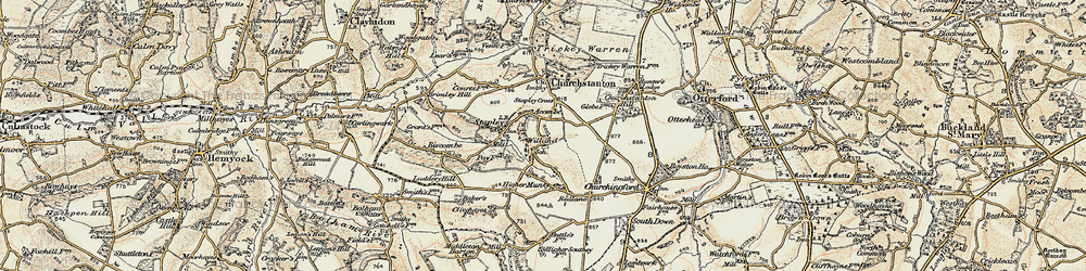 Old map of Willand in 1898-1900