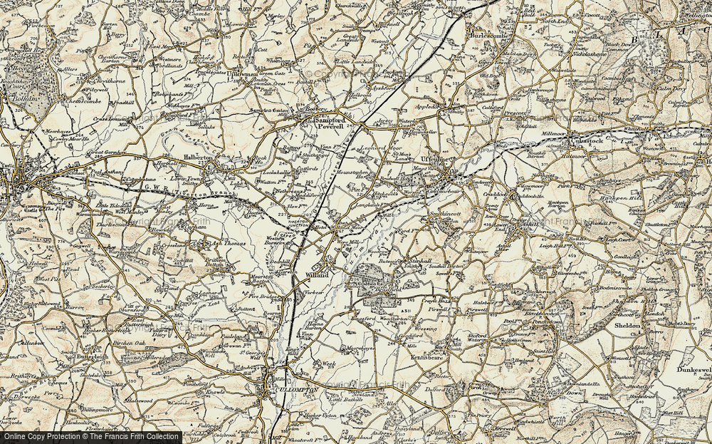 Old Map of Willand Moor, 1898-1900 in 1898-1900