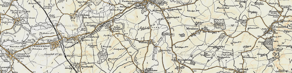 Old map of Willen in 1898-1901