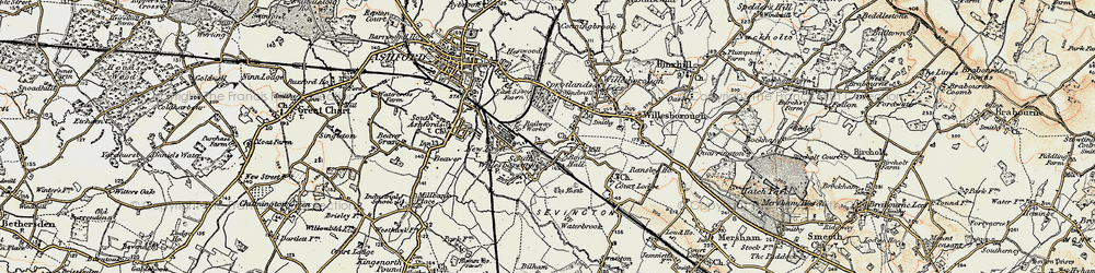 Old map of Willesborough in 1897-1898