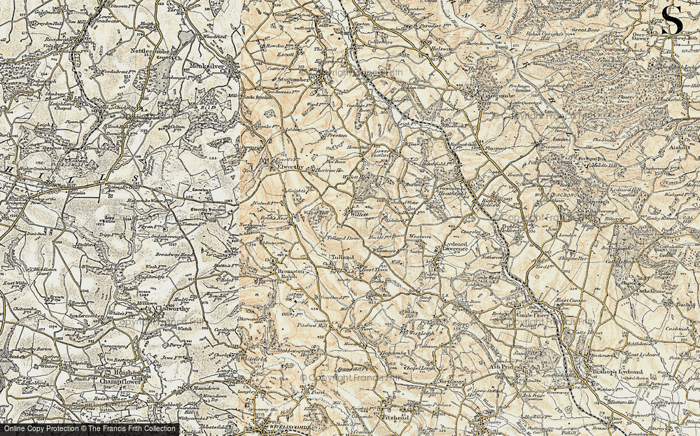 Old Map of Historic Map covering Willett Hill in 1898-1900