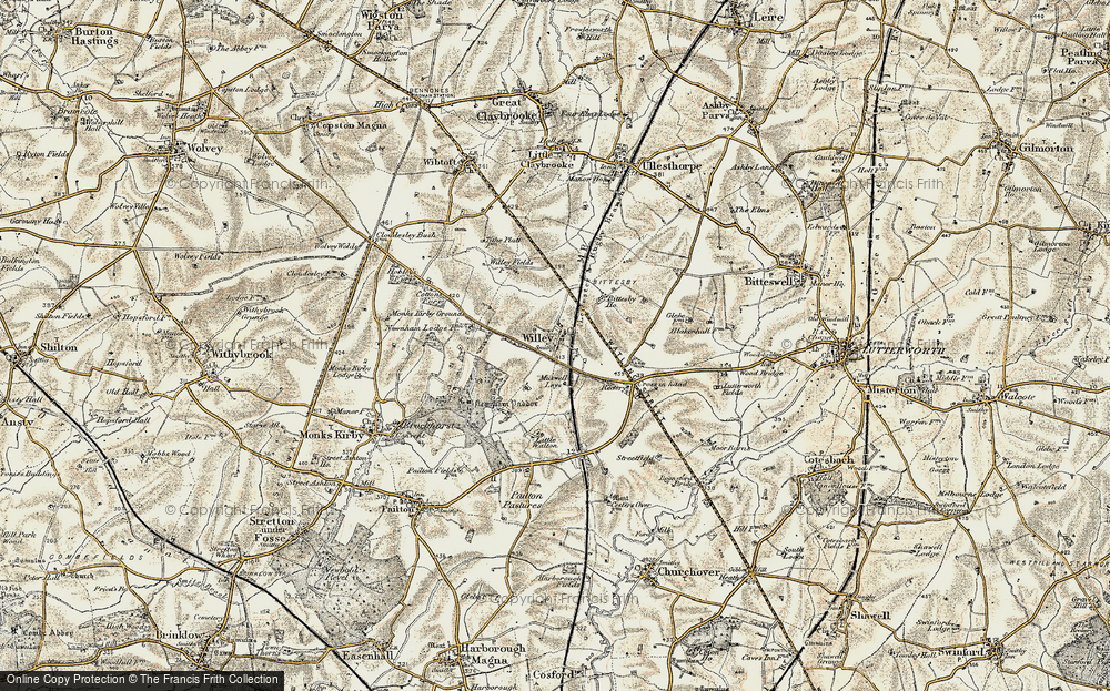 Old Map of Historic Map covering Bittesby Ho in 1901-1902