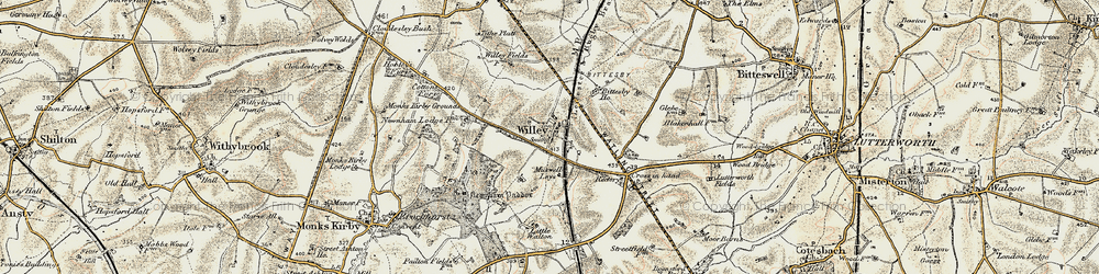 Old map of Bittesby Village in 1901-1902