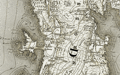 Old map of Burn of Geosetter in 1911-1912