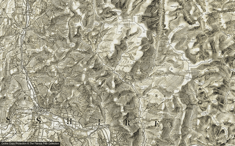 Old Map of Historic Map covering Leithenwater Forest in 1903-1904