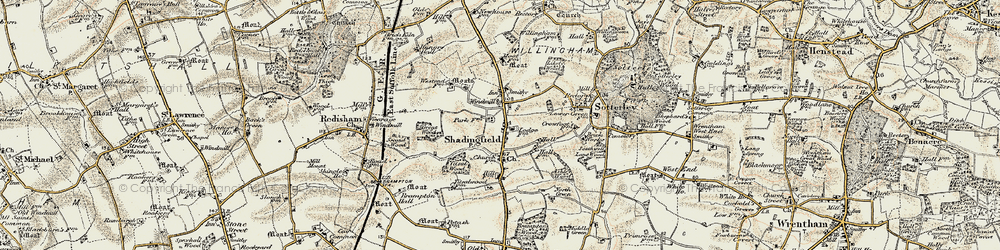Old map of Willingham in 1901-1902