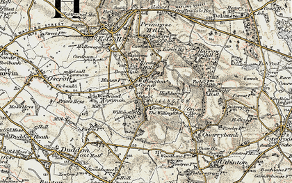 Old map of Willington Corner in 1902-1903