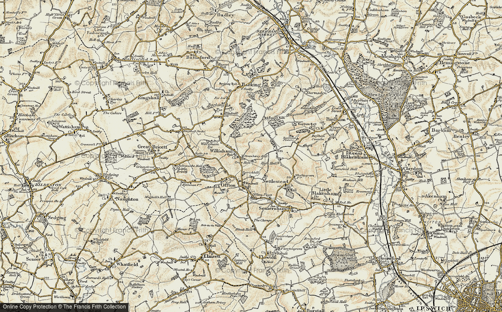 Old Map of Willisham, 1899-1901 in 1899-1901