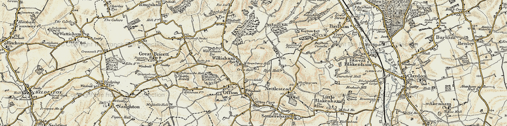 Old map of Willisham in 1899-1901