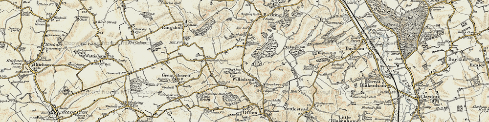 Old map of Willisham Tye in 1899-1901