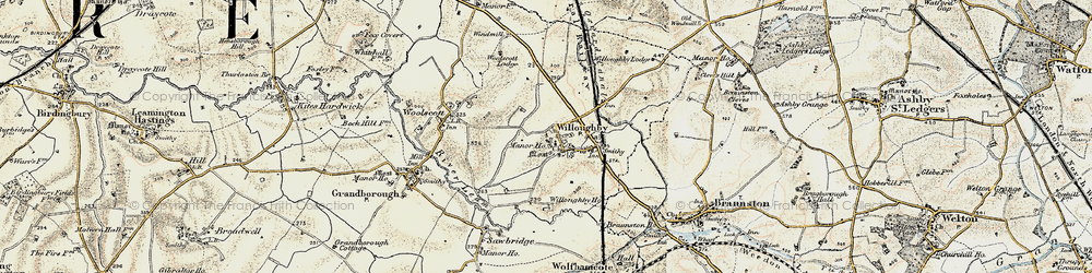 Old map of Braunston Fields in 1901