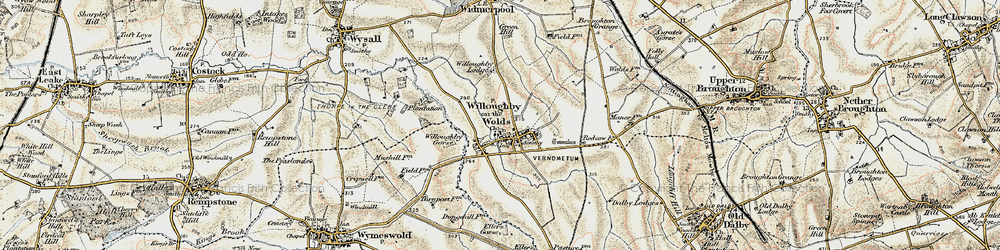 Old map of Willoughby-on-the-Wolds in 1902-1903