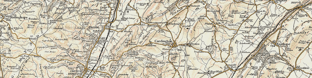 Old map of Cardington Moor in 1902