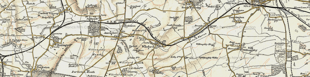Old map of Wilsford in 1902-1903