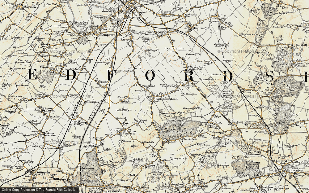 Old Map of Historic Map covering Wilstead Wood in 1898-1901
