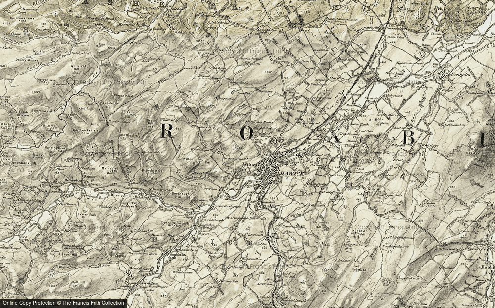 Old Map of Historic Map covering Whitehaughmoor in 1901-1904