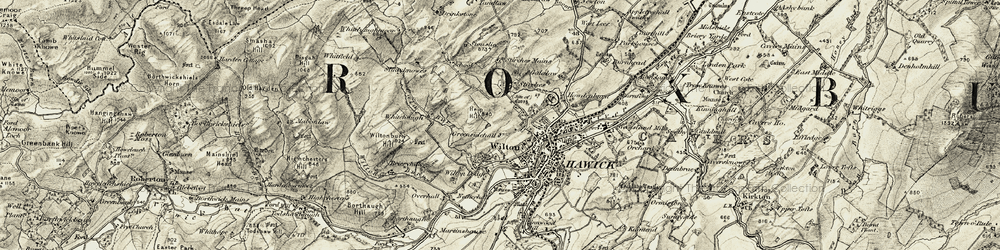 Old map of Borders Abbeys Way in 1901-1904