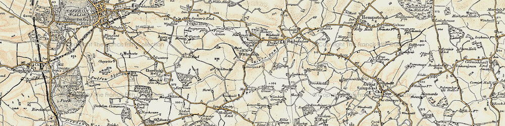 Old map of Wimbish Hall in 1898-1901