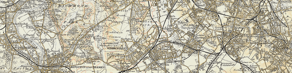 Old map of Wimbledon in 1897-1909