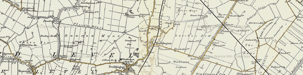 Old map of Block Fen Stables in 1901