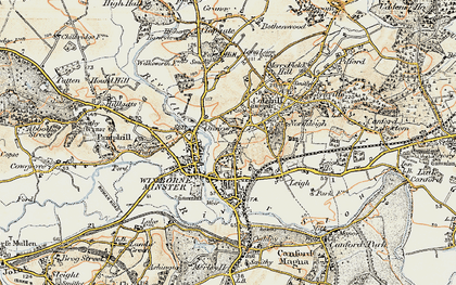 Old map of Wimborne Minster in 1897-1909