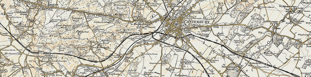 Old map of Wincheap in 1898-1899