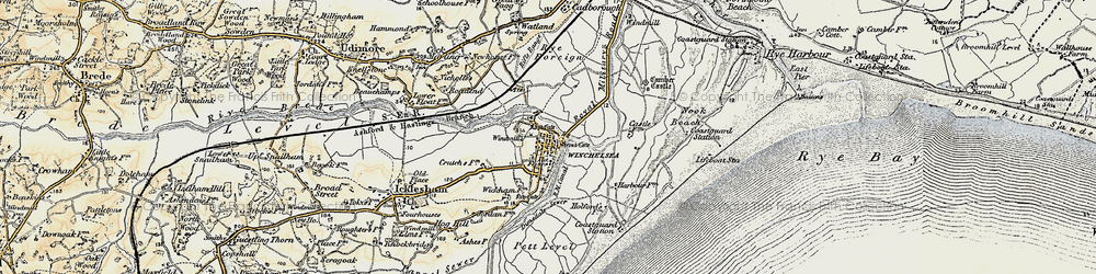 Old map of Winchelsea in 1898
