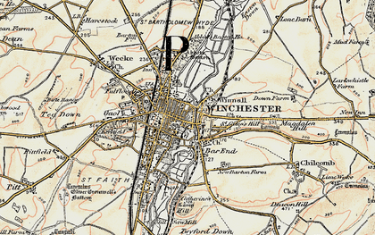 Old map of Winchester in 1897-1900