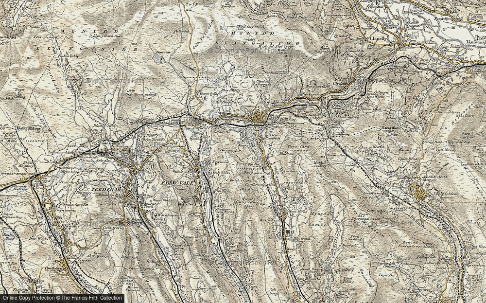 Old Map of Historic Map covering Bwich y Garn in 1899-1900