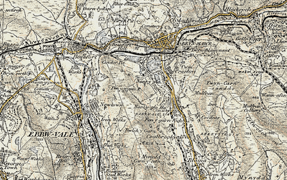 Old map of Bwich y Garn in 1899-1900