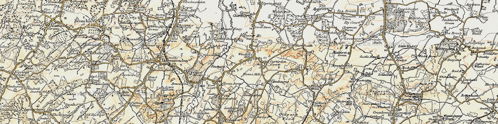 Old map of Winchet Hill in 1897-1898