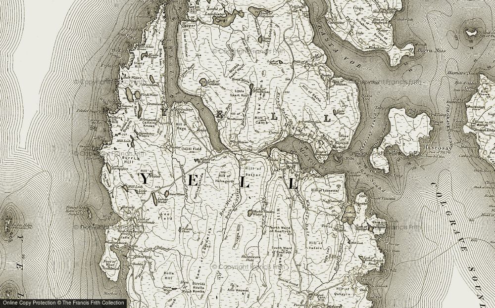 Old Map of Historic Map covering Brei Mires in 1912