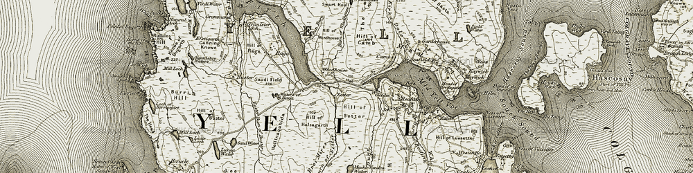 Old map of Yell in 1912