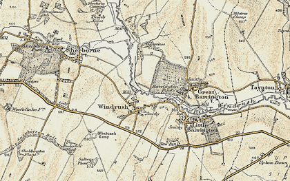 Old map of Windrush in 1898-1899